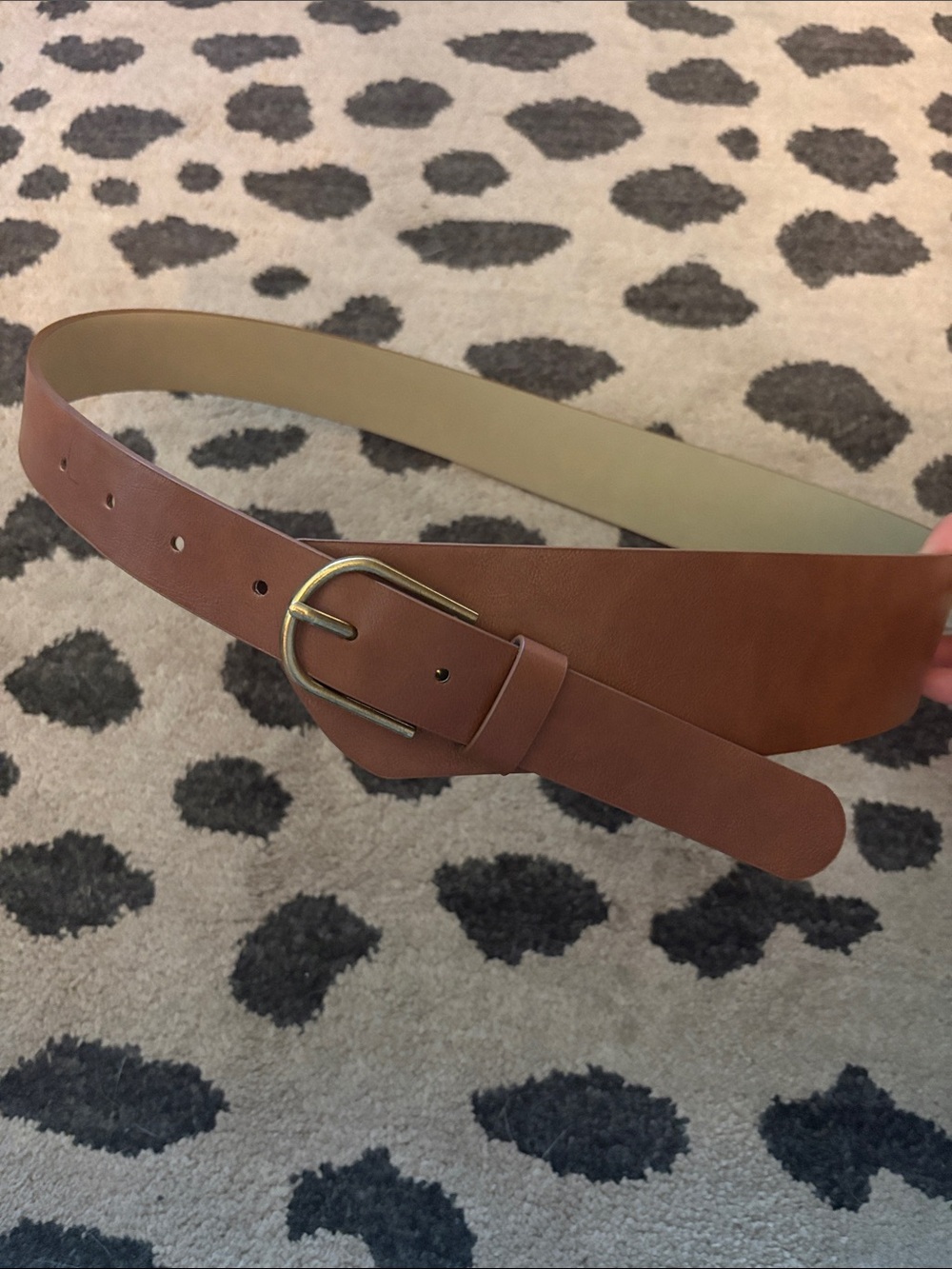 Time and Tru Brown Leather Belt with Gold-Tone Buckle
